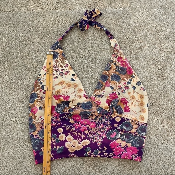 HALTER Floral Colorful Reversible Crop Top - Picture 12 of 12